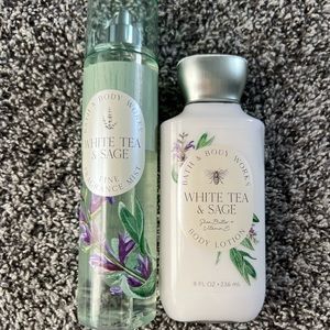White tea and sage spray and lotion